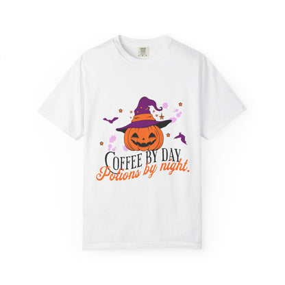 Halloween Pumpkin Tee — "Coffee by Day, Potions by Night"
