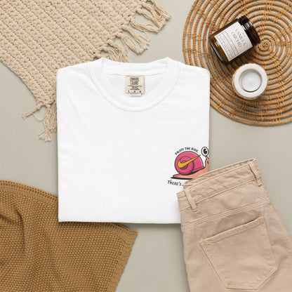 Move At Your Own Pace T-Shirt — Cute Snail 'There's Absolutely No Rush' Relaxed Tee