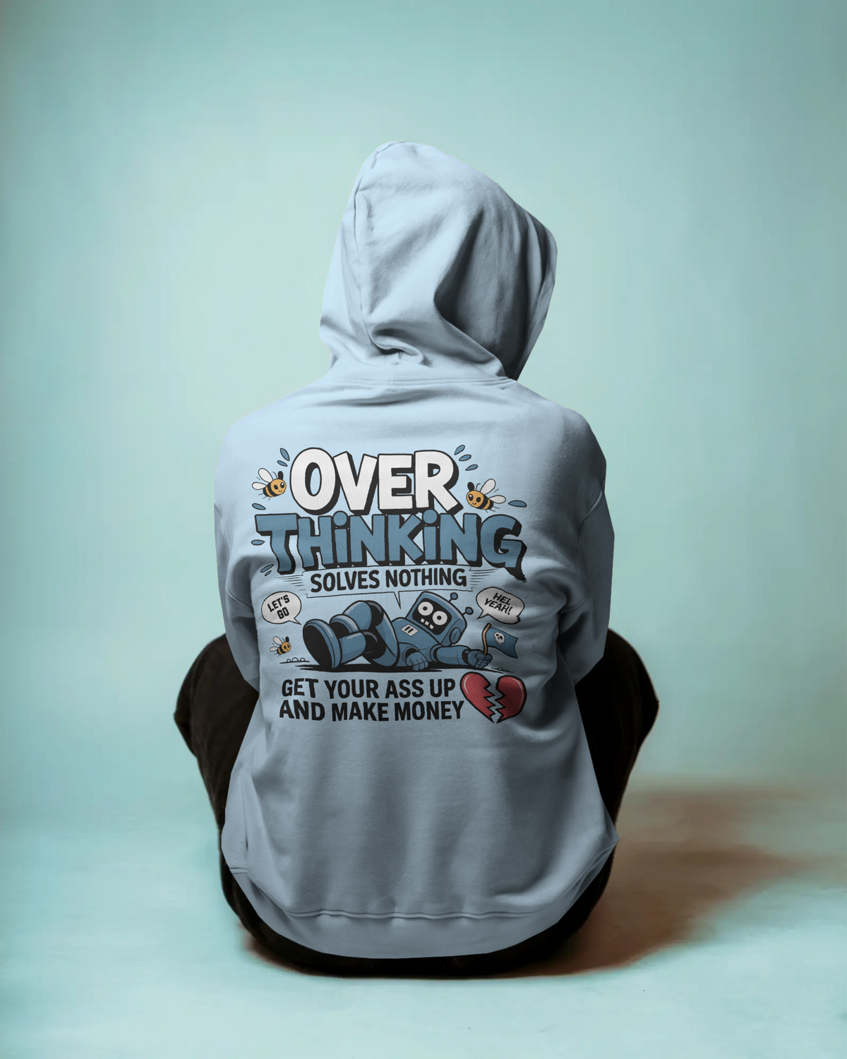 Blexee Men’s Over Thinking Solves Nothing Hoodie