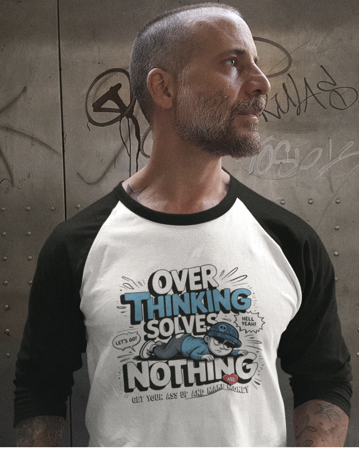 Blexee Men’s Over Thinking Solves Nothing Raglan T-Shirt